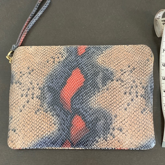 NWOT G.I.L.I. Multicolor Leather Clutch with Red and Tan Snakeskin. - Picture 3 of 8